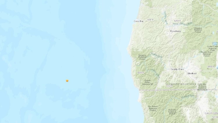 俄勒冈州海岸发生 5.9 级地震
