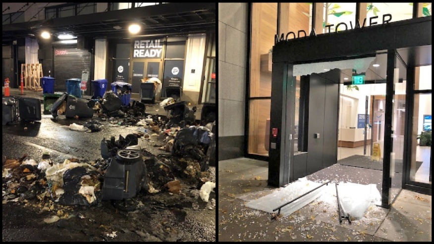 波特兰市中心又被打砸放火焚烧