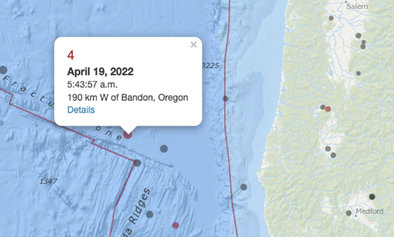 俄勒冈州南部海岸发生 4.0 级地震