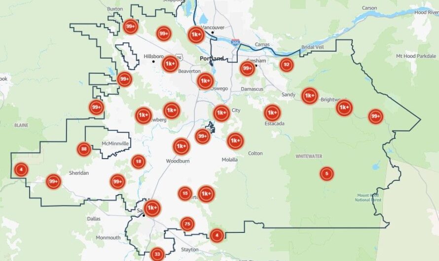 强风暴雨导致俄勒冈北部与华盛顿南部逾20万人停电
